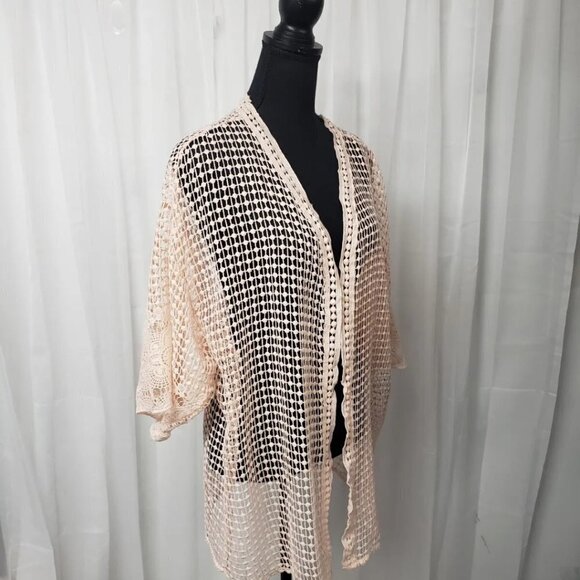 Elegant Cream Open-Knit Women's Jacket - Picture 4 of 13